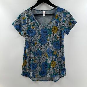 LuLaRoe Classic T Grey Floral Top Size XXS